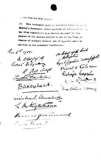 1921 – Anglo-Irish Treaty Signed in London