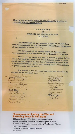 1973 – Paris Peace Accords End Vietnam War
