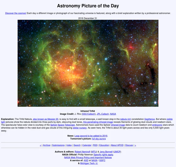 1995 – Astronomy Picture of the Day Website Launches