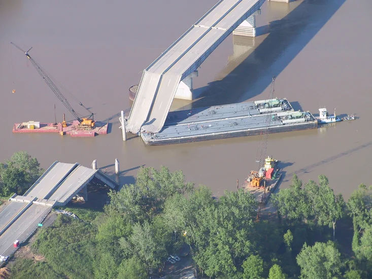 2002 – The tugboat Robert Y. Love collides with a support pier of Interstate 40 on the Arkansas River, resulting in 14 deaths