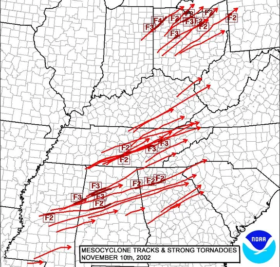 2002 – Veterans Day Weekend Tornado Outbreak