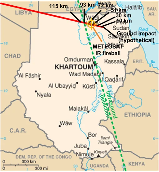 2008 – Asteroid 2008 TC3 Impacts Earth